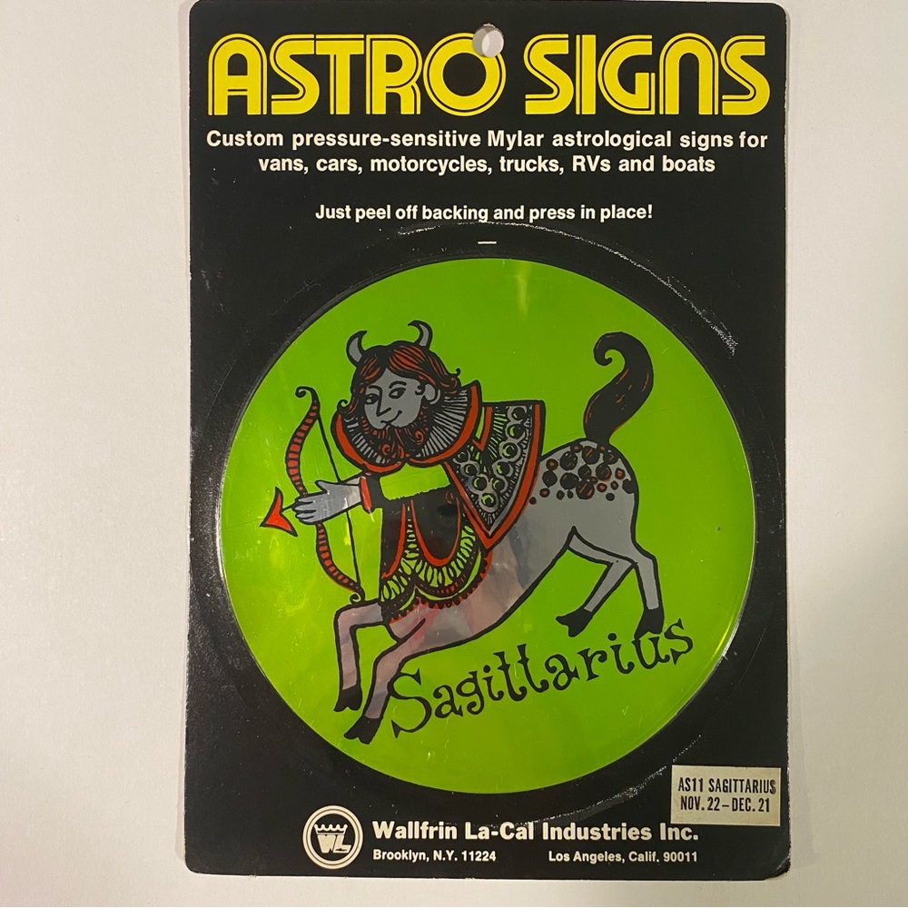 Vintage 70s Wallfrin Astro Signs Zodiac Astrology Sticker Decal Sagittarius ♐️